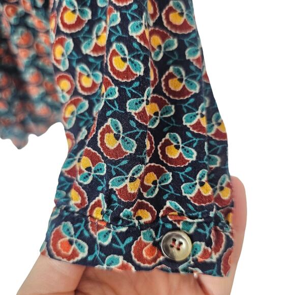 Maeve Blouse Anthropologie Blouse Peasant Blouse Long Sleeve Blouse 0 Navy Janie - Picture 4 of 9